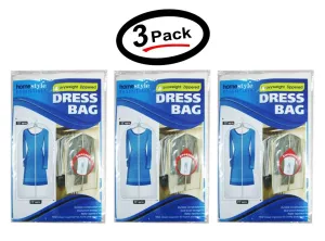 (3 Pack) Dress Bag Garment Travel Dress Storage Full Zipper Cover -Frosted Clear