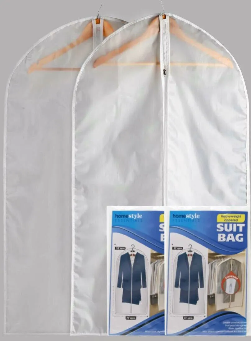 (3 Pack) Suit Bag Garment Travel Dress Storage Full Zipper Cover - Frosted Clear