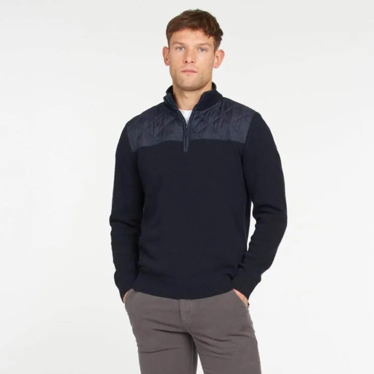 Barbour Essential Diamond Quilt Half Zip Sweater - Navy