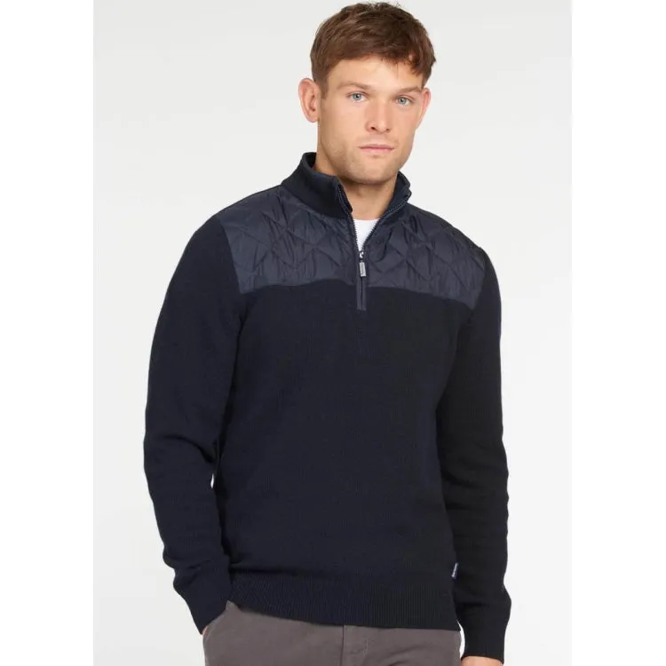 Barbour Essential Diamond Quilt Half Zip Sweater - Navy