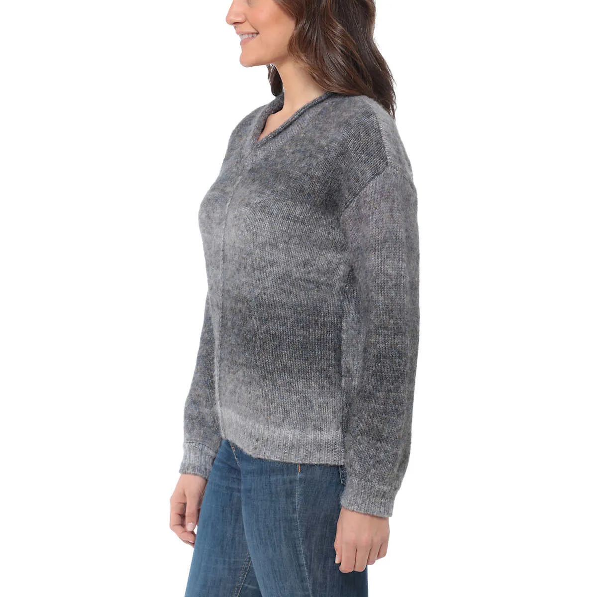 Briggs Women's Cozy V-Neck Soft Knit Ombre Space Dye Sweater