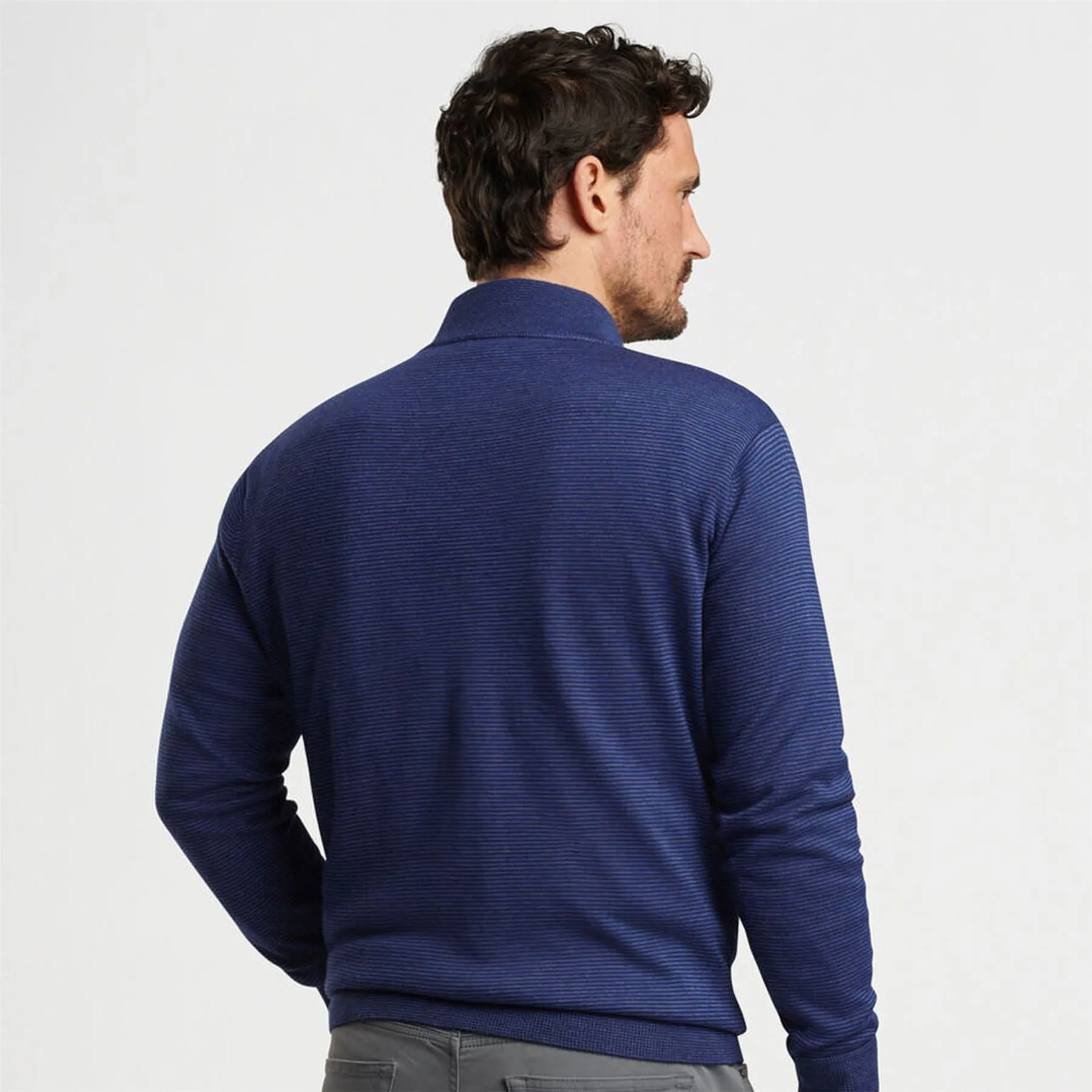 Canton Stripe Quarter Zip Mid Layer Navy - AW24