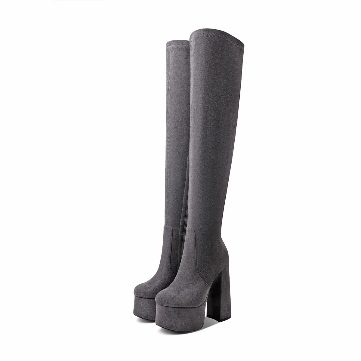 Chunky High Heels Platform Stretch Overknee Boots