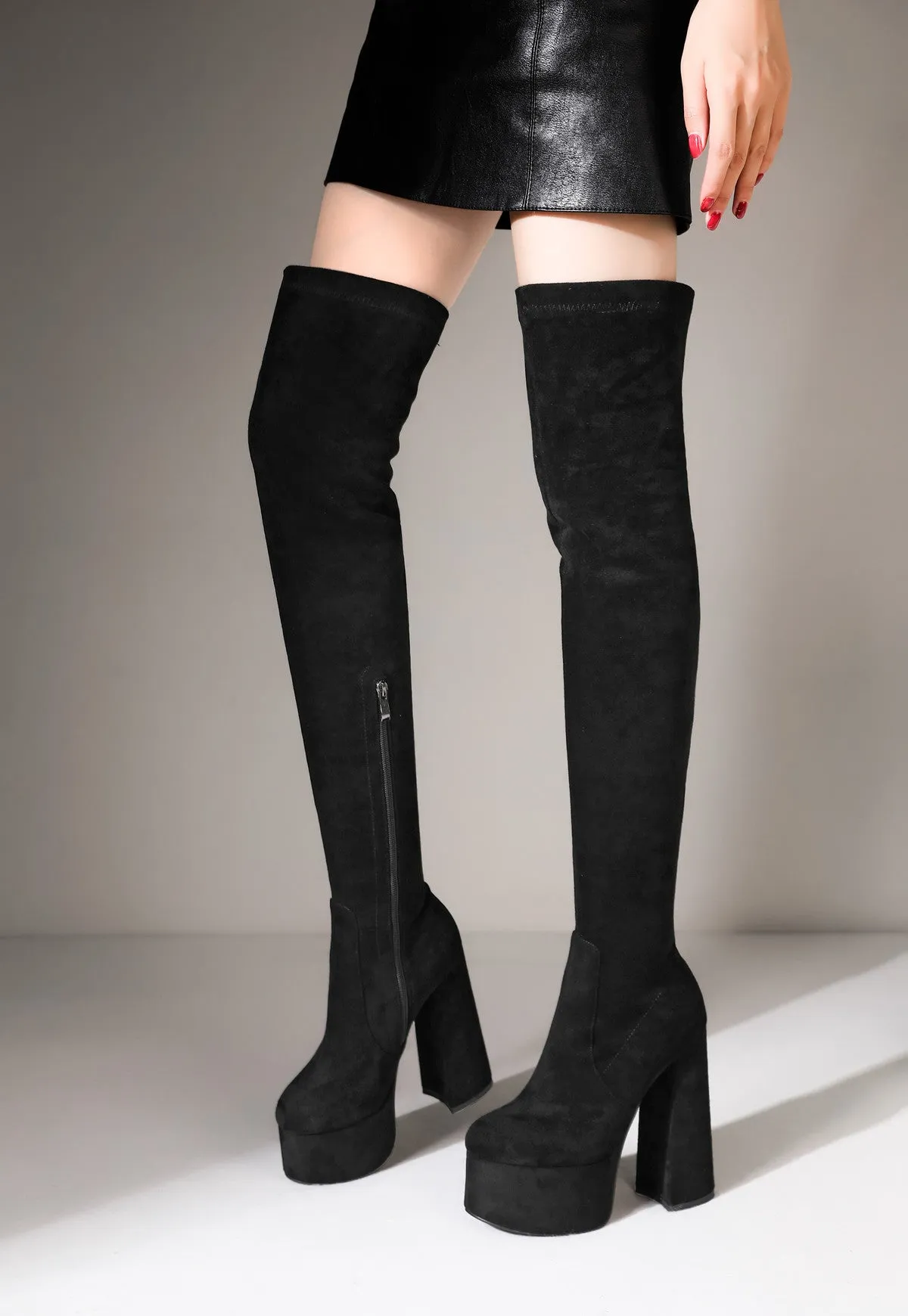 Chunky High Heels Platform Stretch Overknee Boots