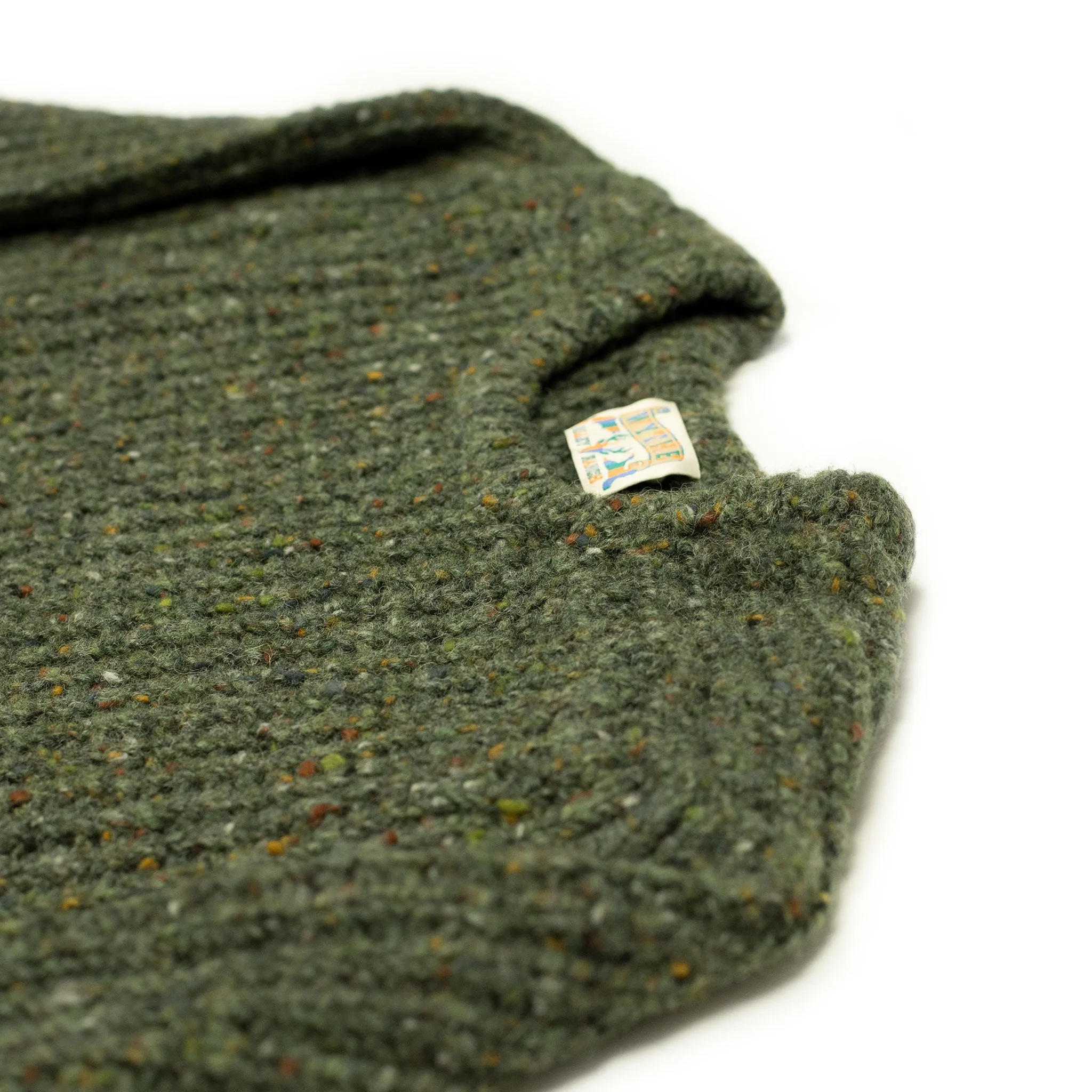 Chunky rib Irish Donegal wool sweater in "Olive Drab"