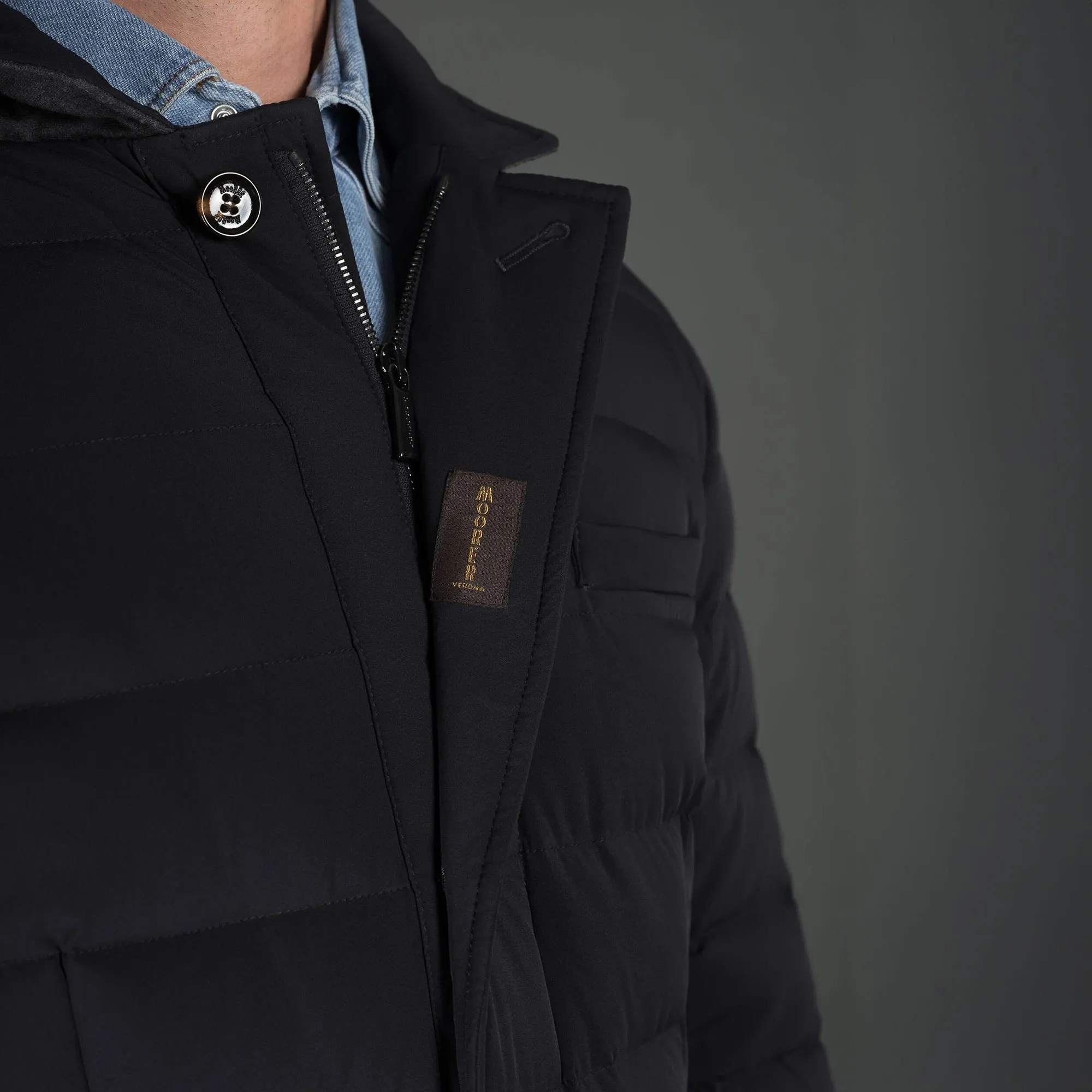 Dark Blue Zayn Goose-Down Quilted Jacket - MooRER