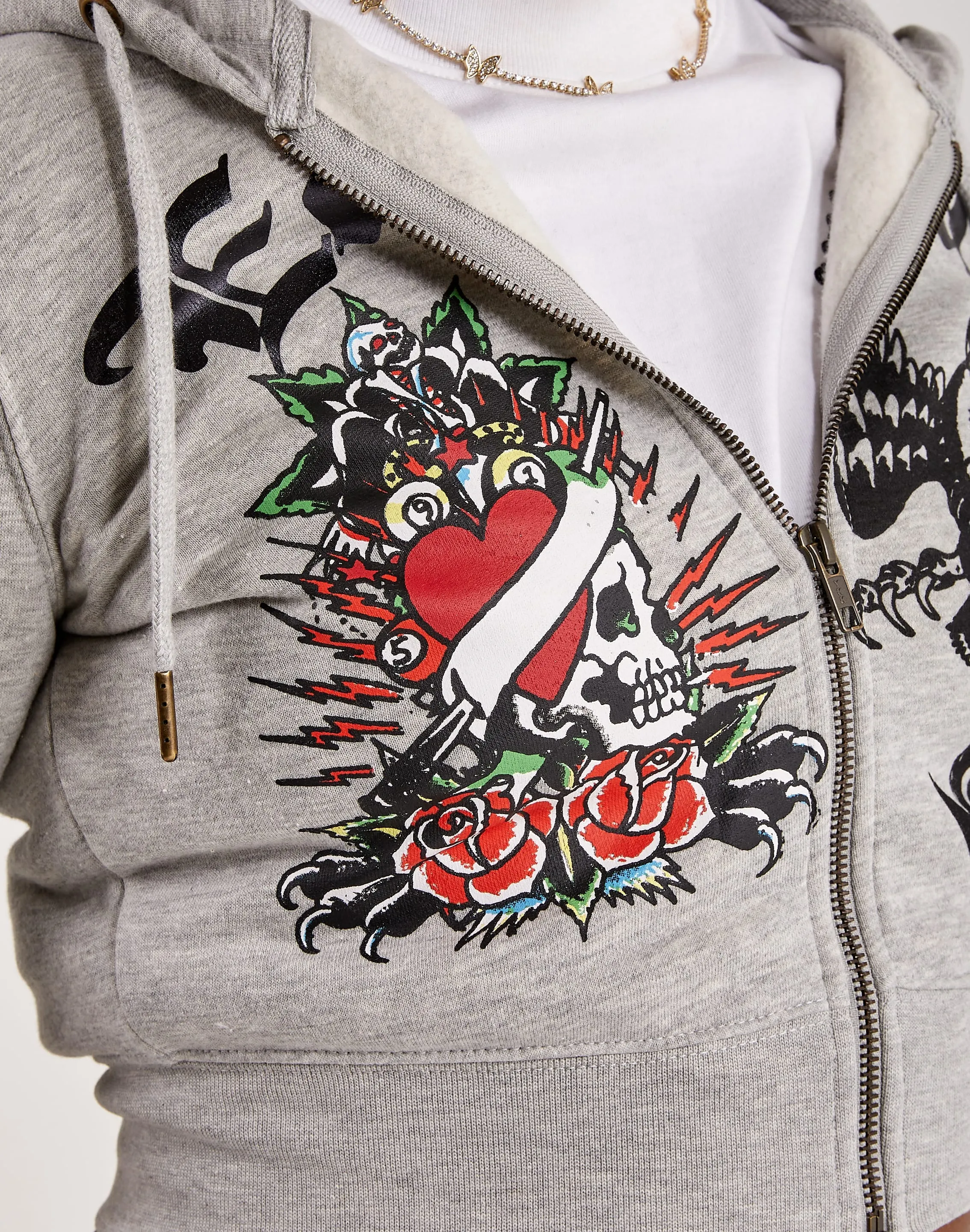 Ed Hardy Heart Roses Zip-Up Hoodie