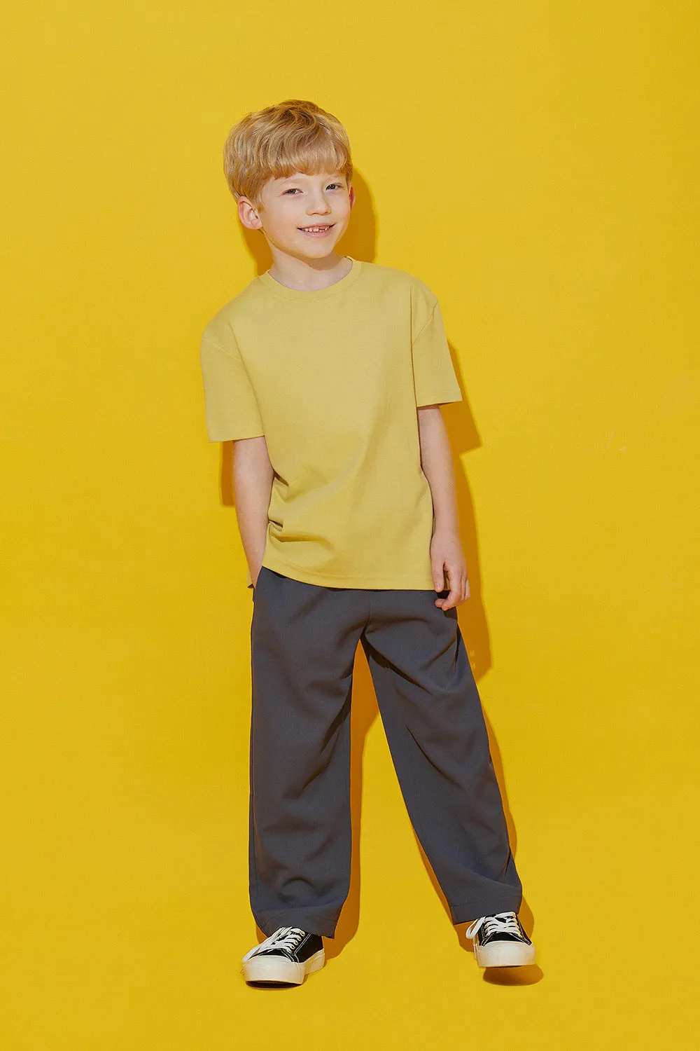 EDUARDO Unisex Youth Wide Cool Moist Banding Slacks Elastic Waist with Pockets Pants.