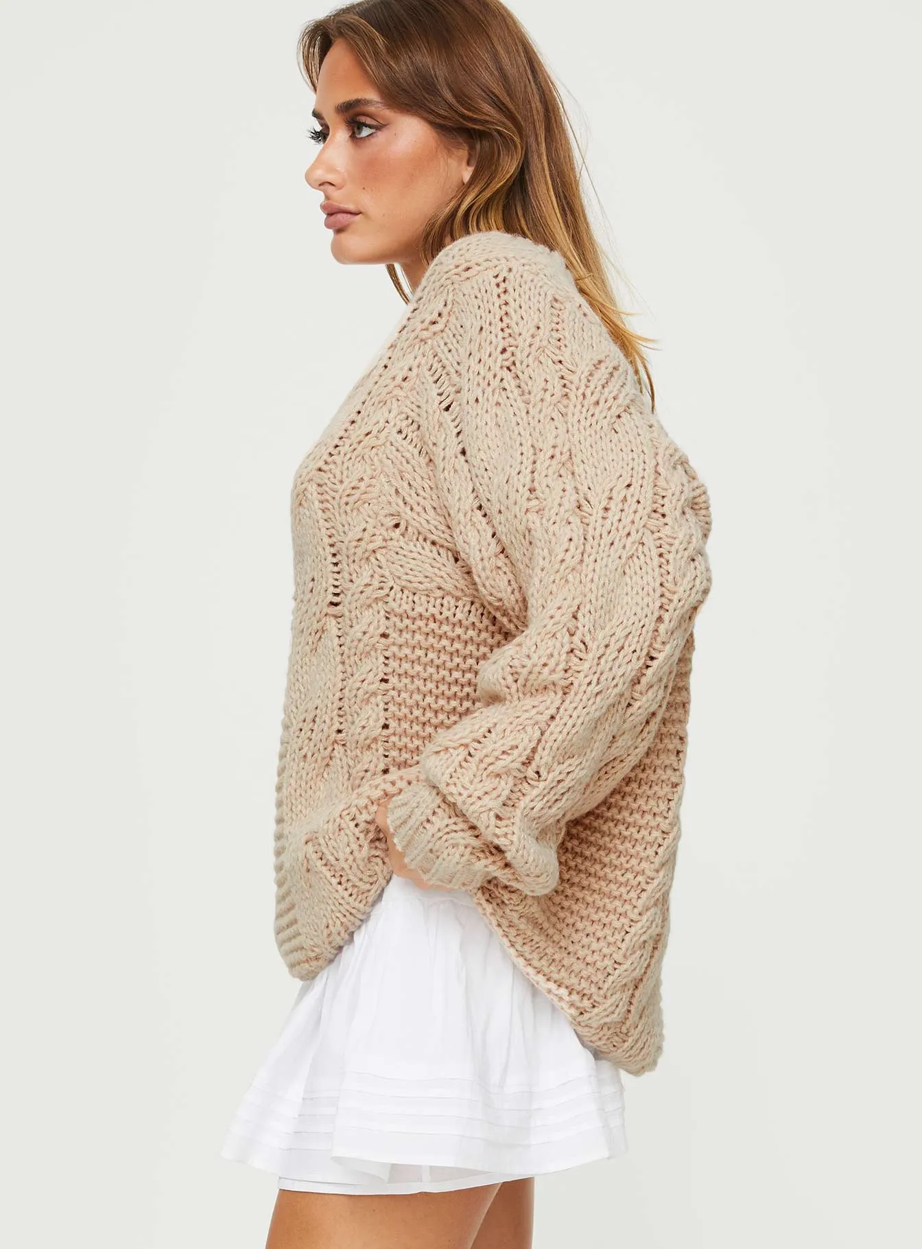 Ellison Cable Knit Sweater Beige