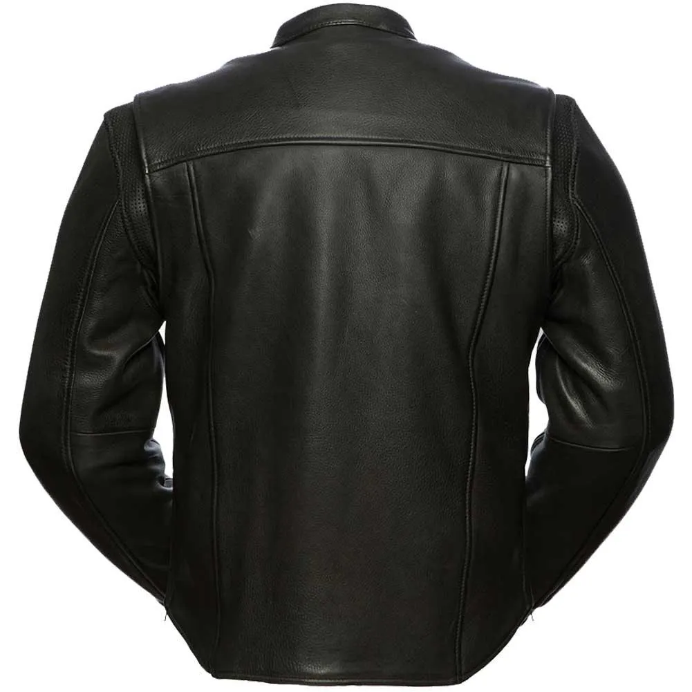 First Mfg Mens Revolt Vented Leather Motorcycle Jacket