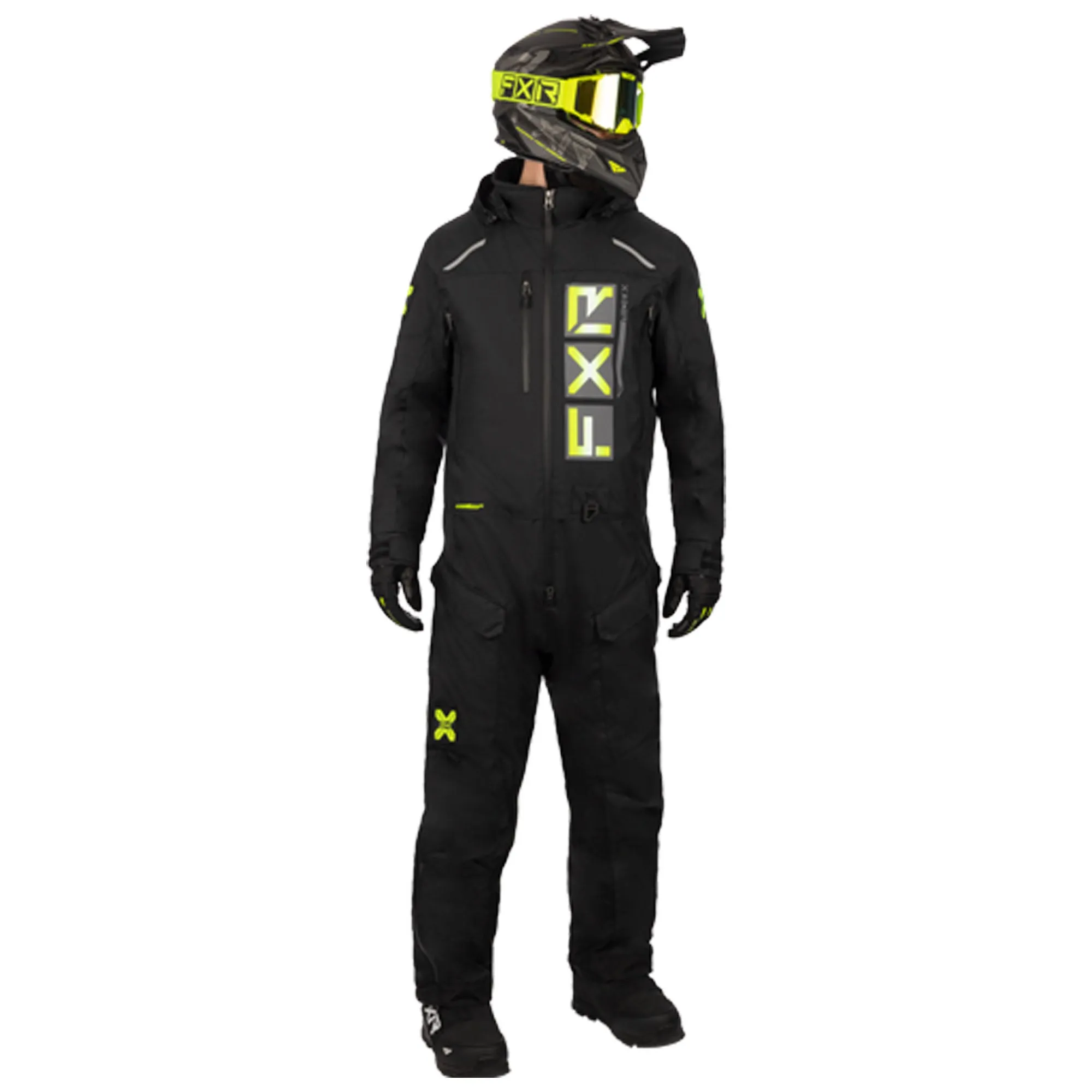 FXR Mens Recruit Lite Snowmobile Monosuit Black/HiVis