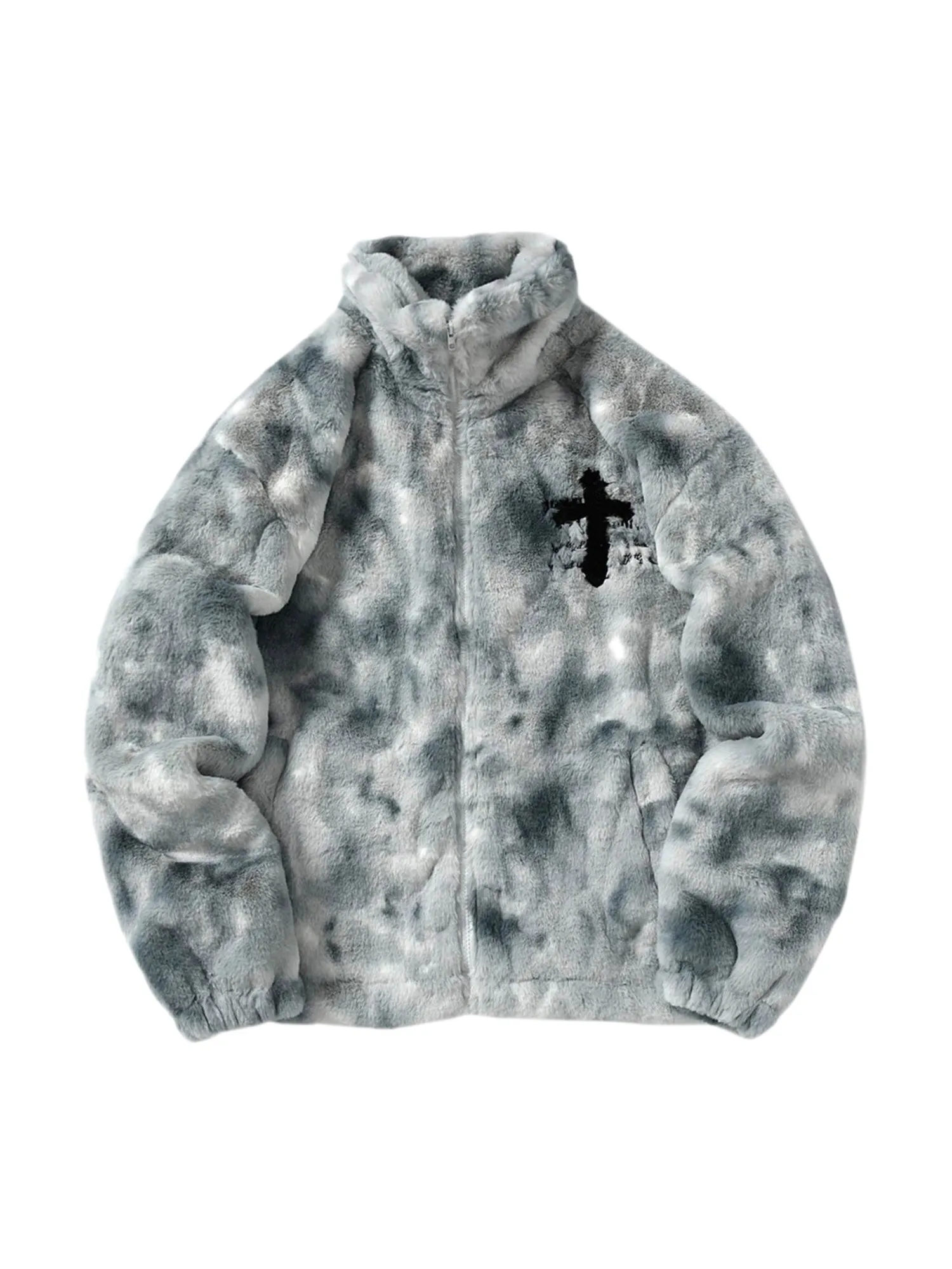 Heavy-Duty Faux Lambswool Tie-Dye Urban Jacket - 1558