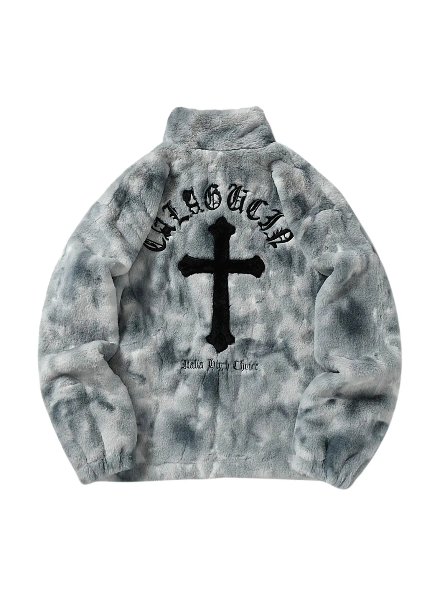 Heavy-Duty Faux Lambswool Tie-Dye Urban Jacket - 1558