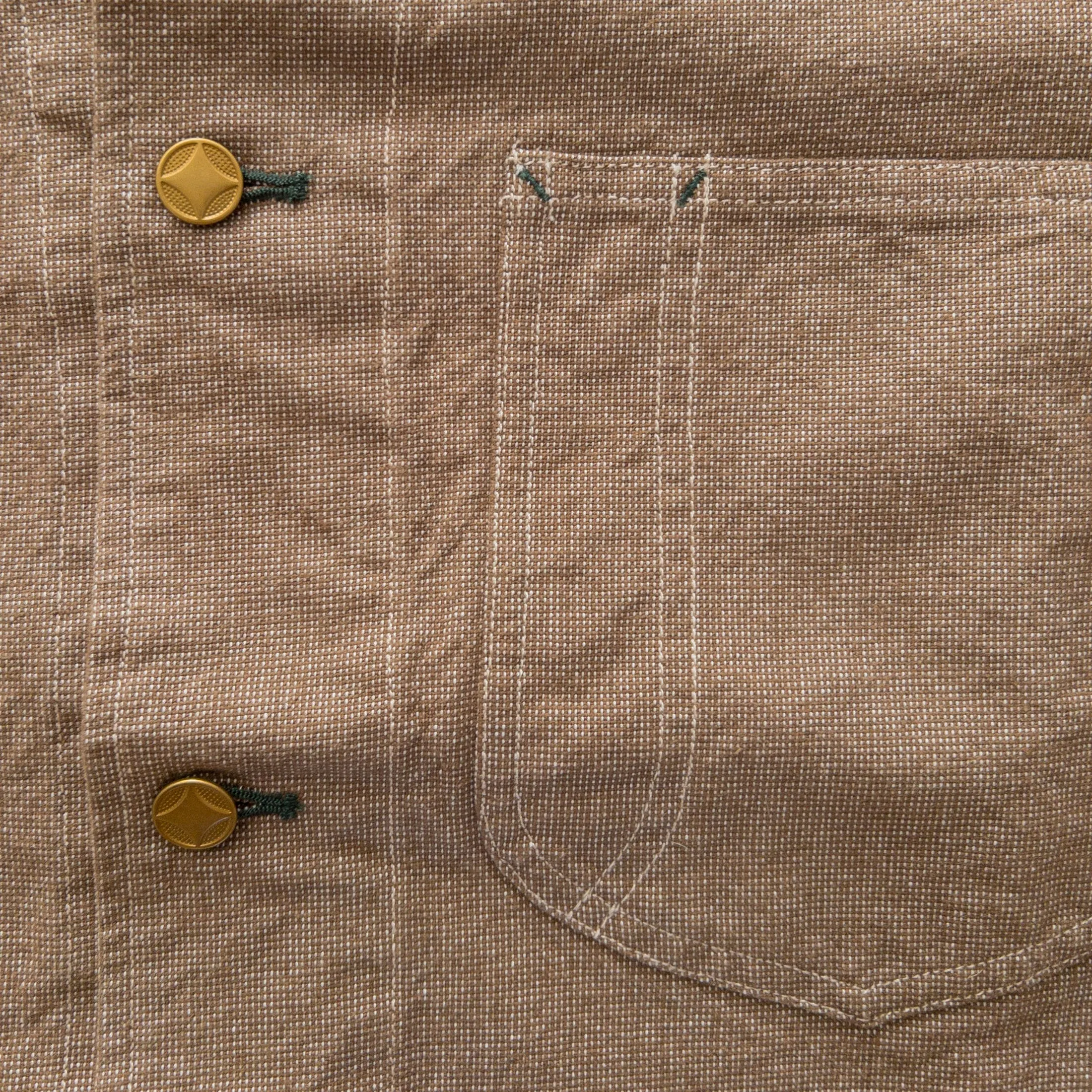 HEAVY PINPOINT CANVAS BARN JACKET - BROWN