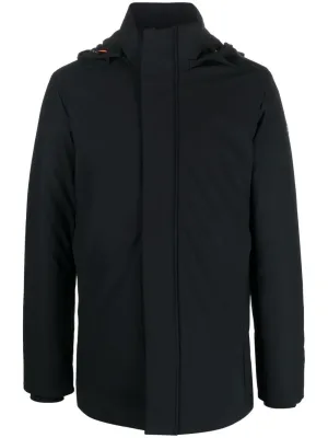 high-neck hooded parka coat