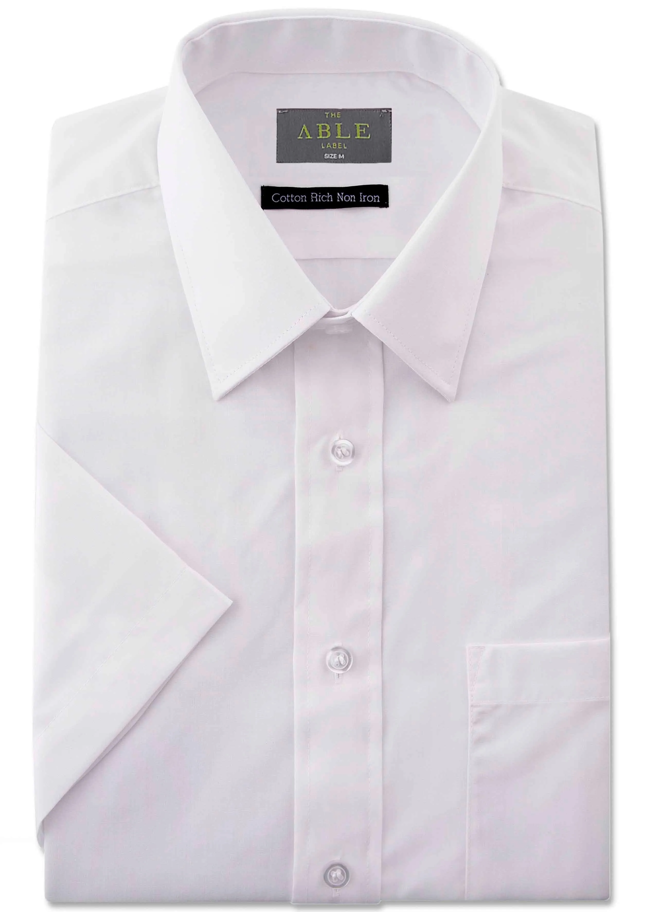 Hughey short sleeved easy care velcro shirt - white