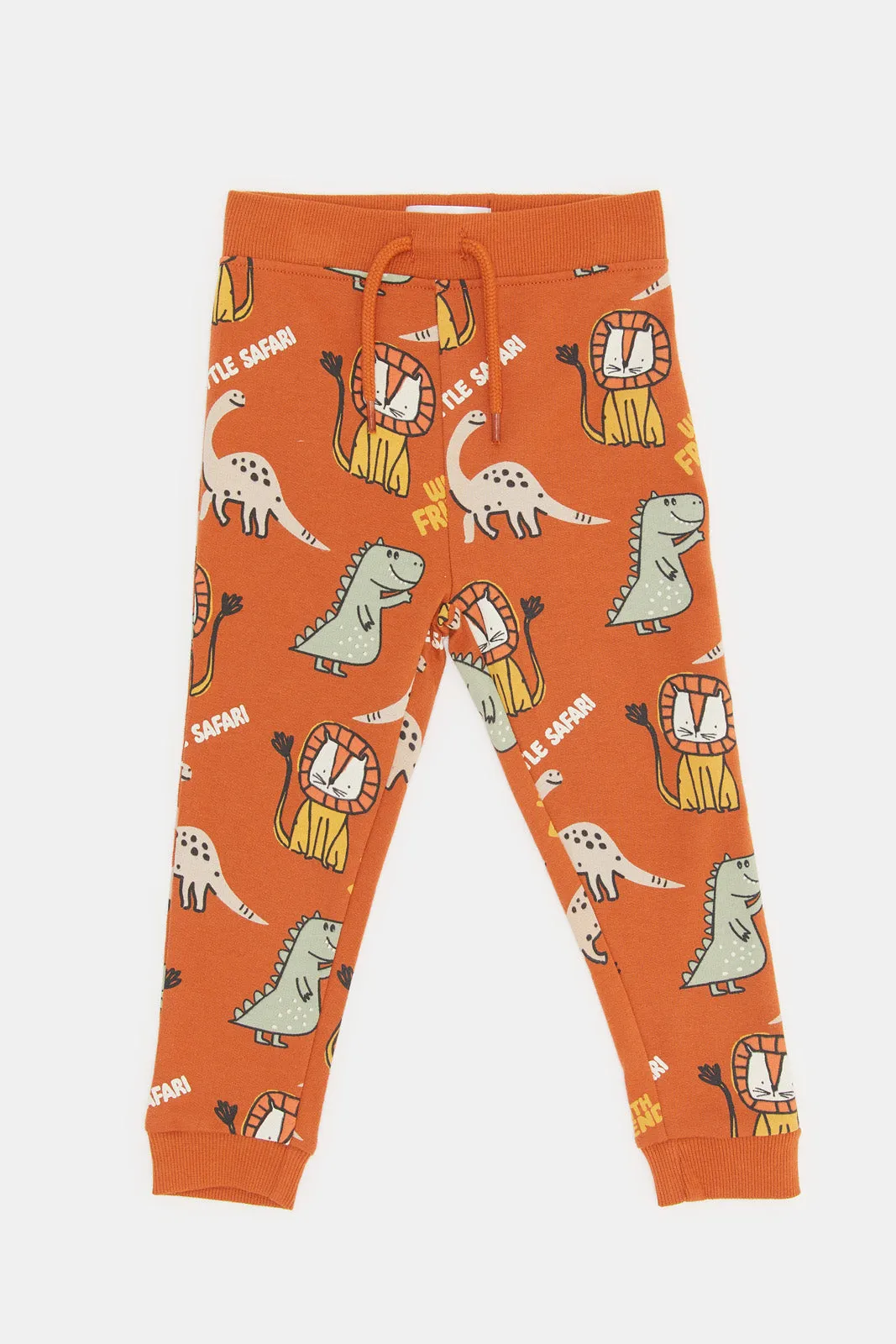 Infant Boys Orange Printed Active Pants