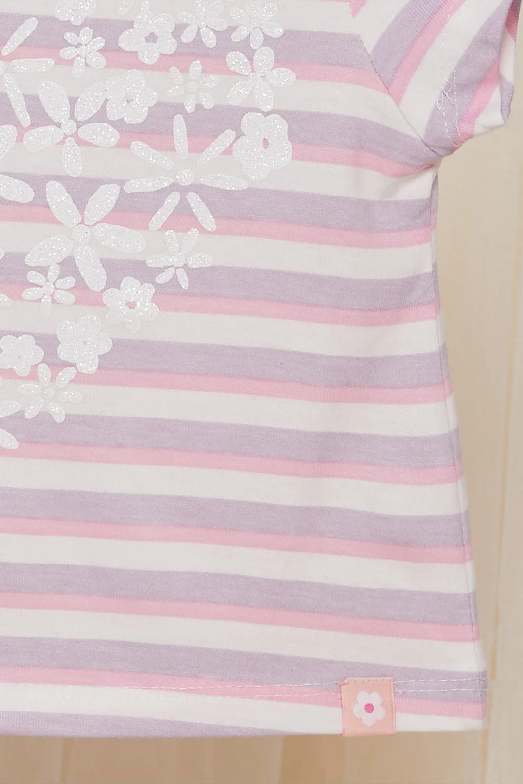 Infant Girls Lilac Stripes T-shirt