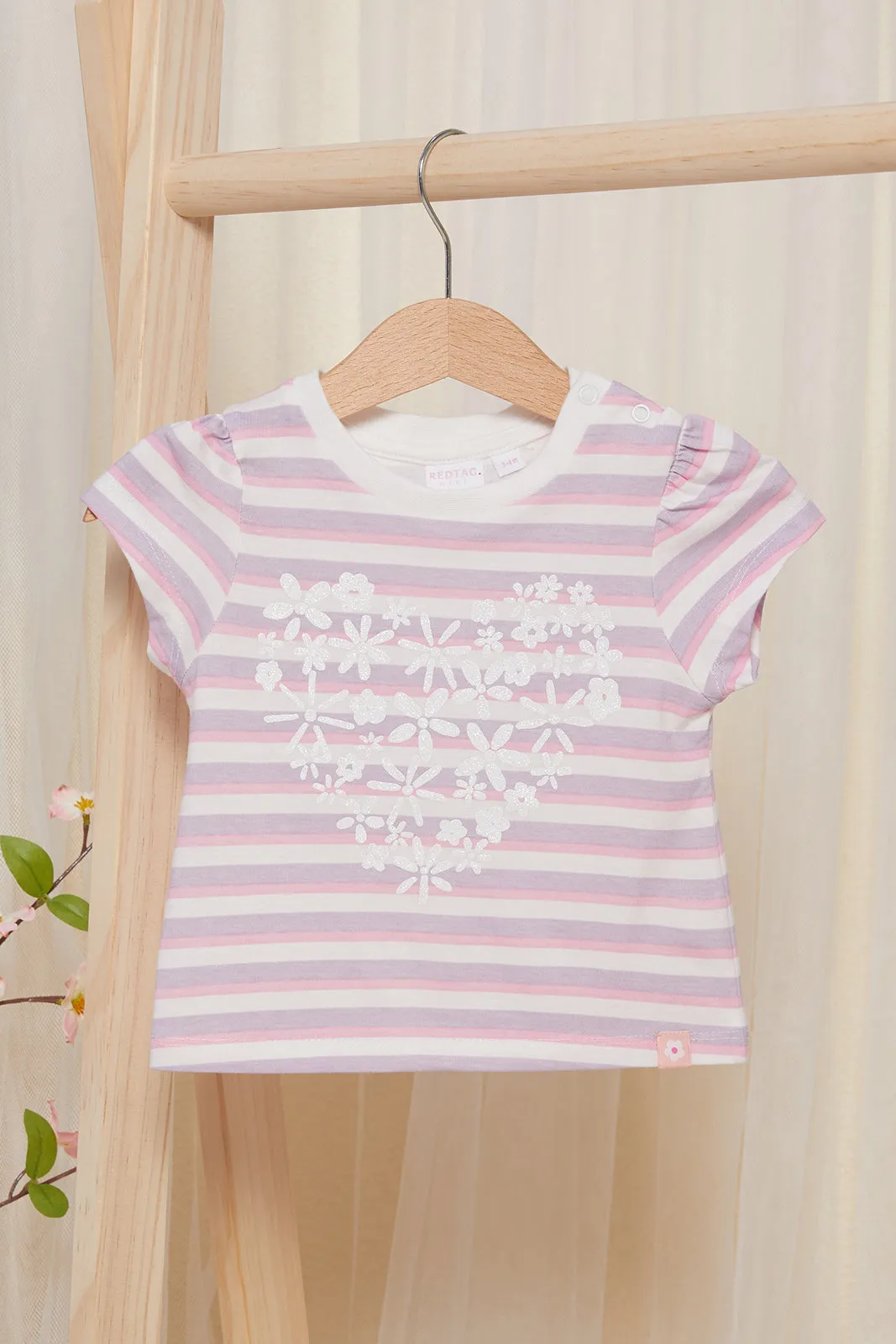 Infant Girls Lilac Stripes T-shirt