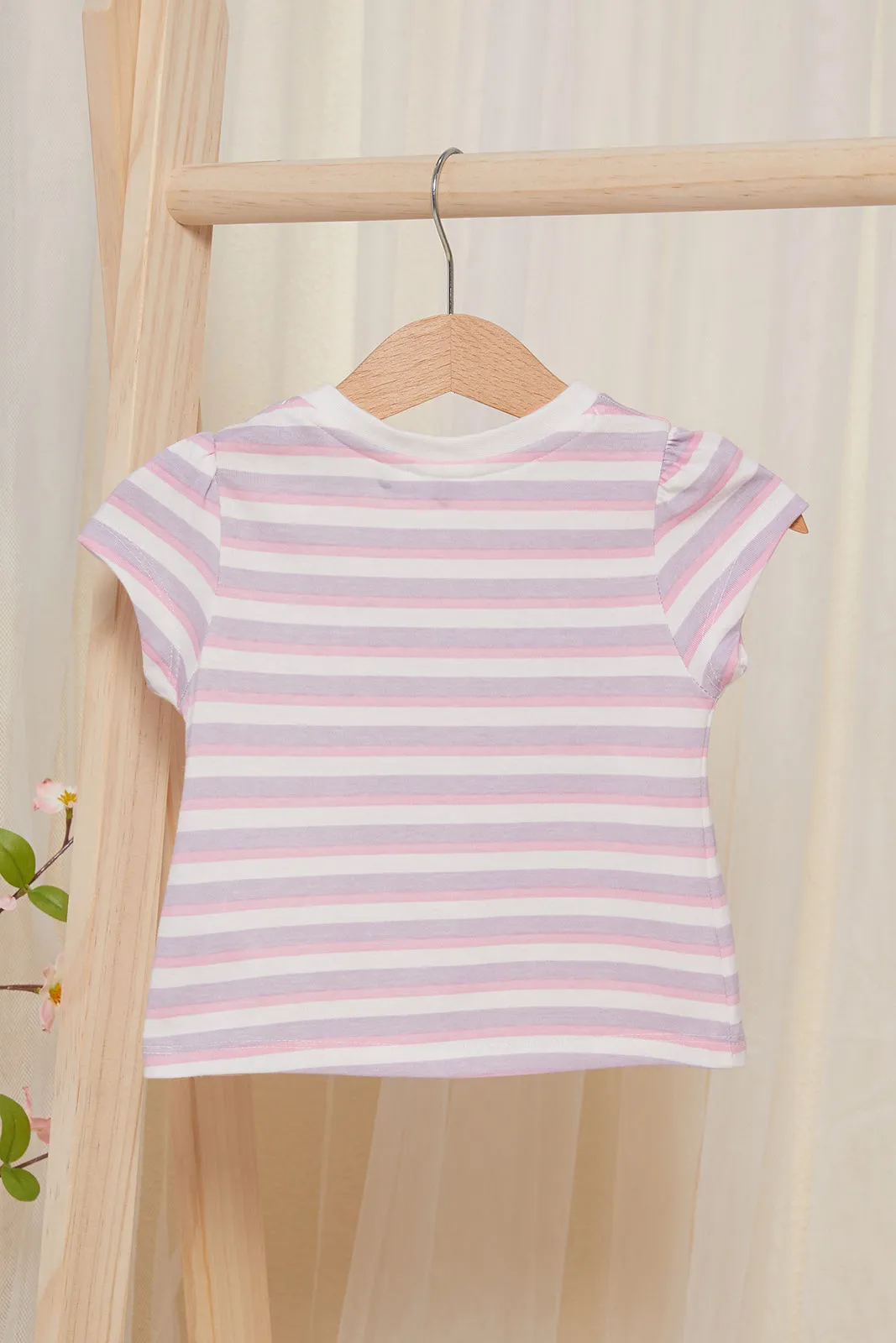 Infant Girls Lilac Stripes T-shirt