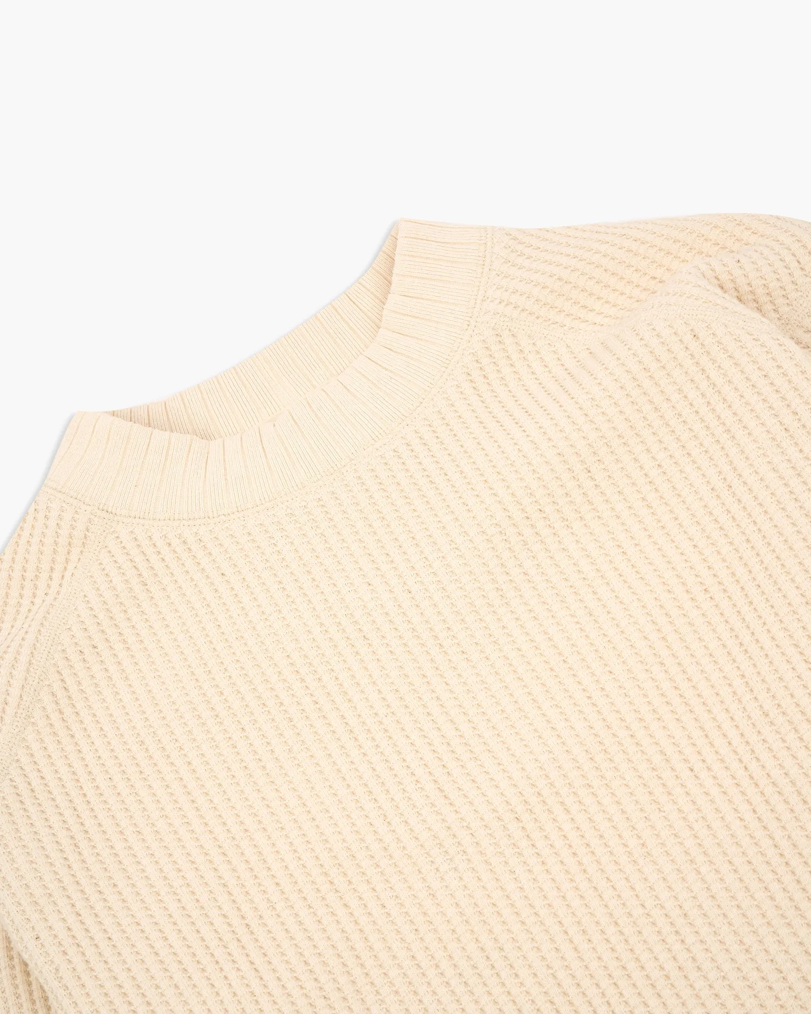 Jackman Waffle Mid-Neck Sweater - Ivory