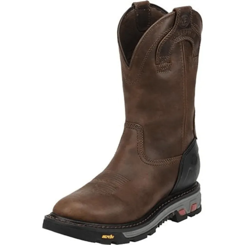 Justin Men's Commander X-5 Mechanic Brown Steel Toe Waterproof Work Boots WK2120