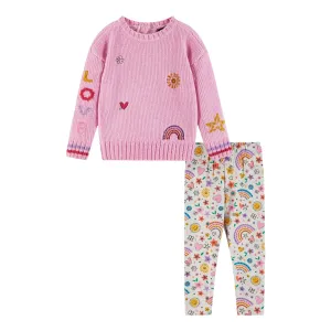 Kids Chenille Sweater & Printed Legging Set | Multicolor