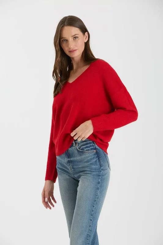 Lady In Red Vneck Sweater