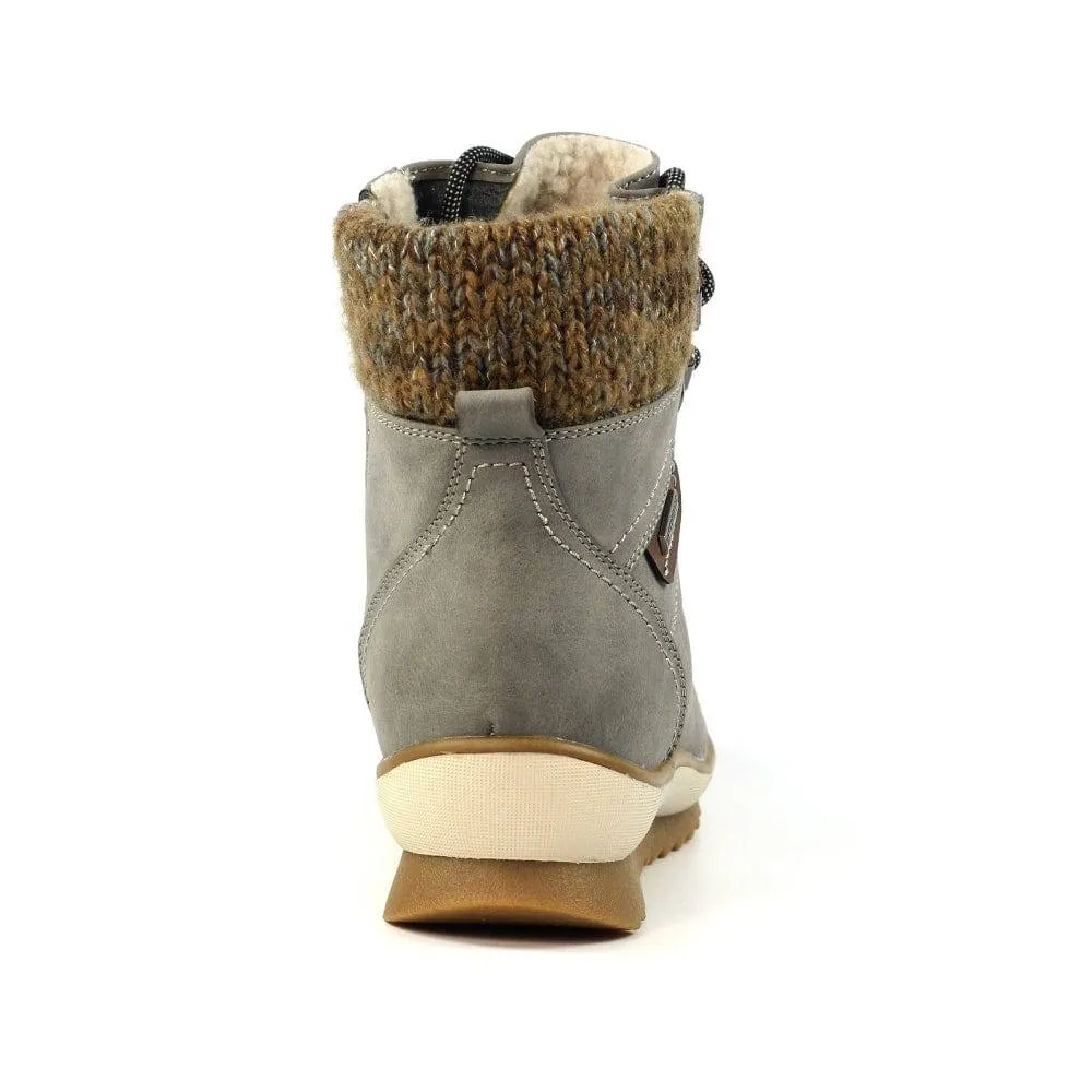 Lunar GLB150 Sycamore Ladies Grey Waterproof Zip & Lace Ankle Boots