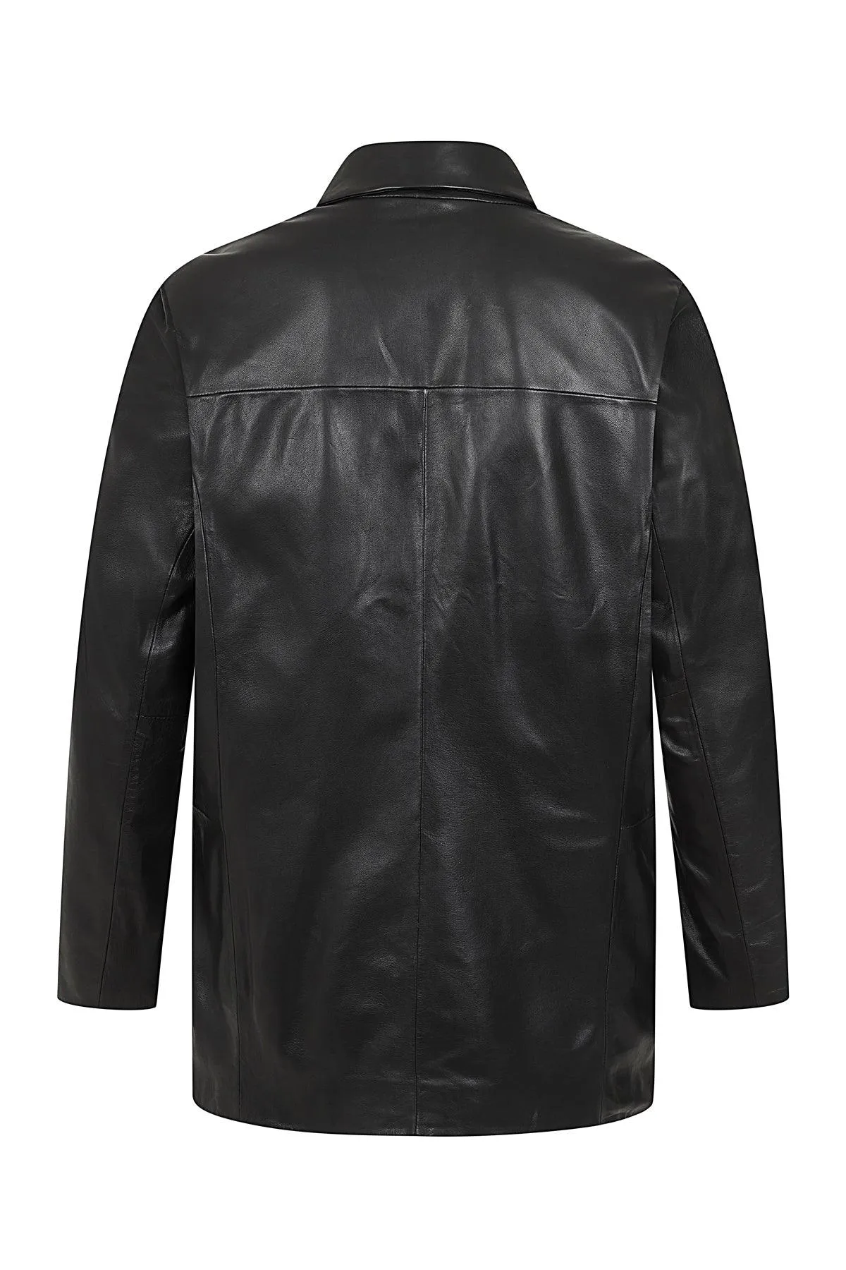 Men's Real Genuine Black Leather Classic 3 Button Jacket Blazer - 'MICHAEL'