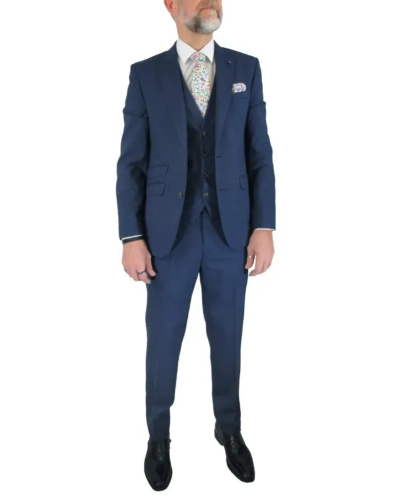 Micro Houndstooth Suit Jacket - Blue / Black