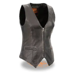 Milwaukee Leather-MLL4555-Ladies Black Lightweight Zipper Front Side Stretch Vest