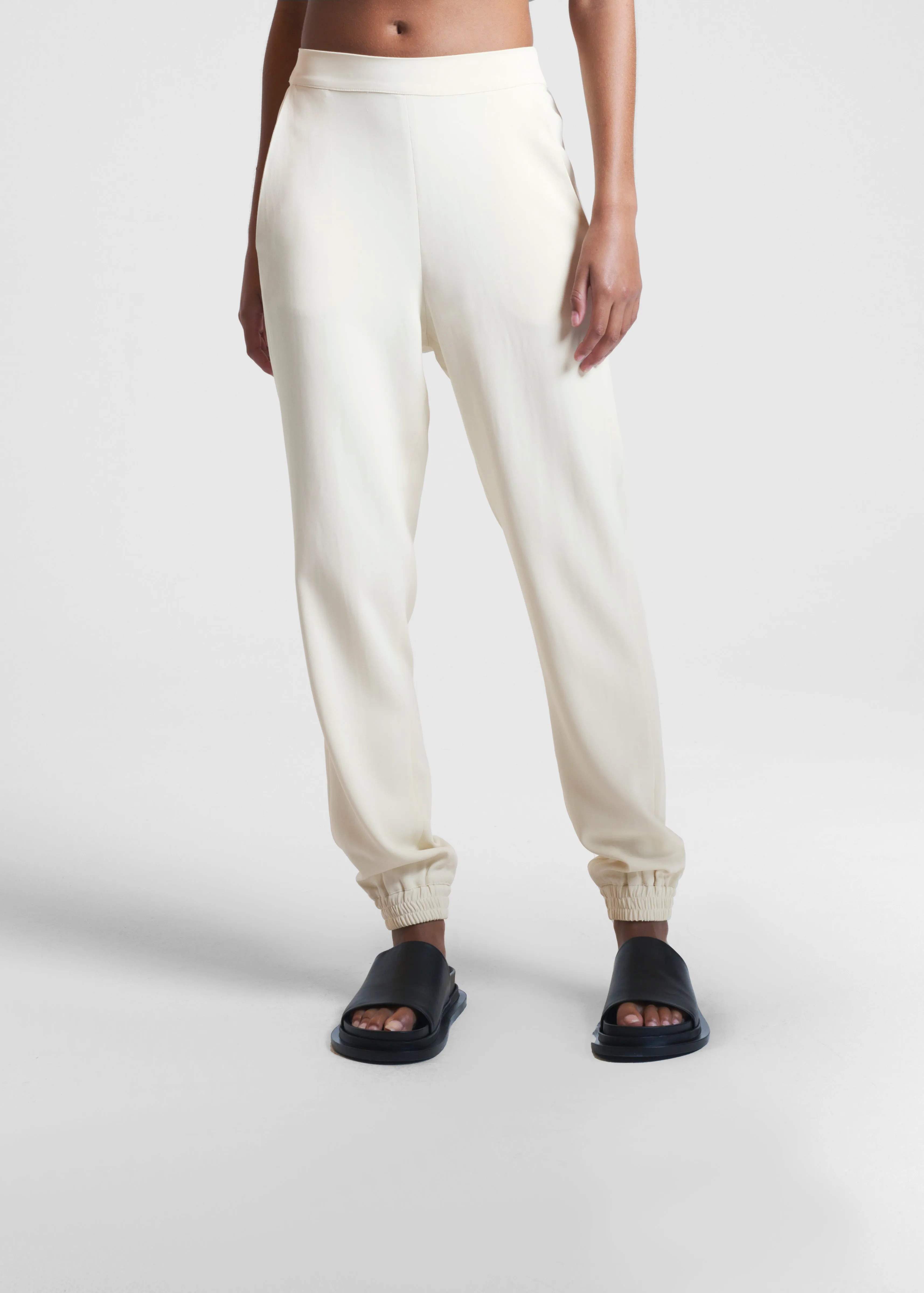 Moscow Elasticated Cuff Trouser Papyrus Viscose Crepe