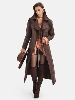 Oil-wax Paper Textured Trench Coat