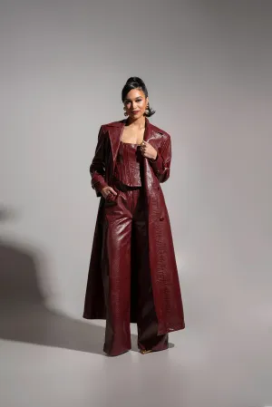 ONO Faux Leather Pants in Burgundy