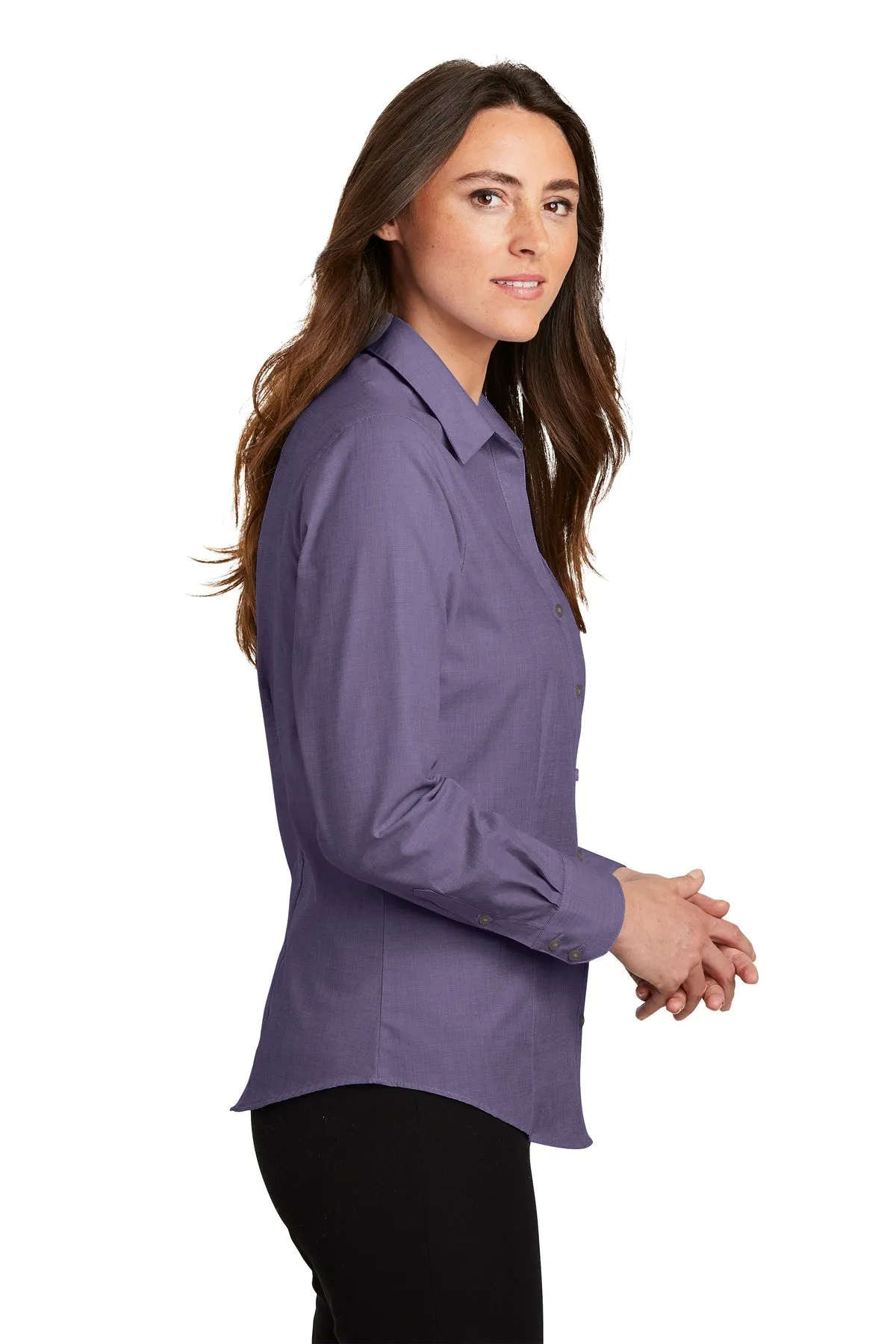 Port Authority Ladies Crosshatch Easy Care Custom Shirts, Grape Harvest