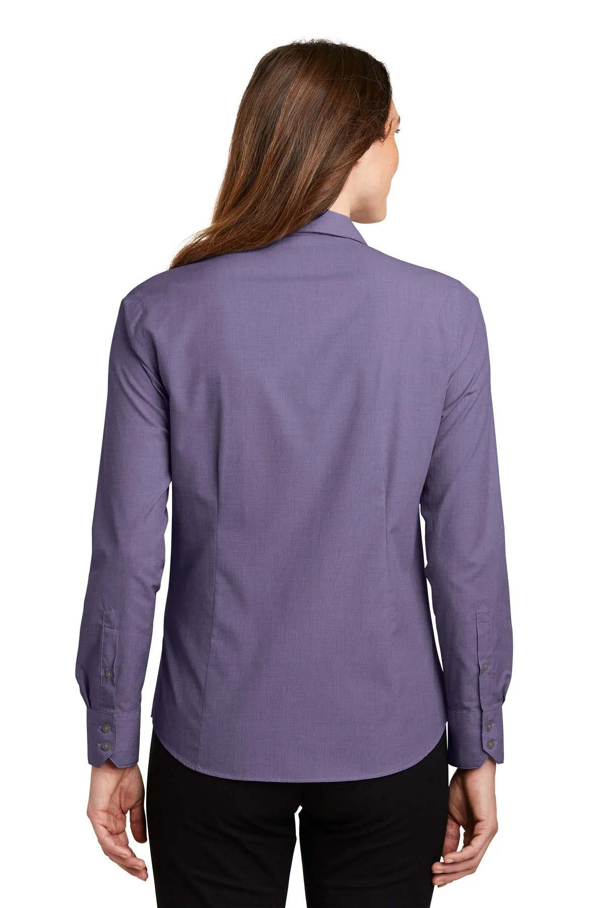 Port Authority Ladies Crosshatch Easy Care Custom Shirts, Grape Harvest