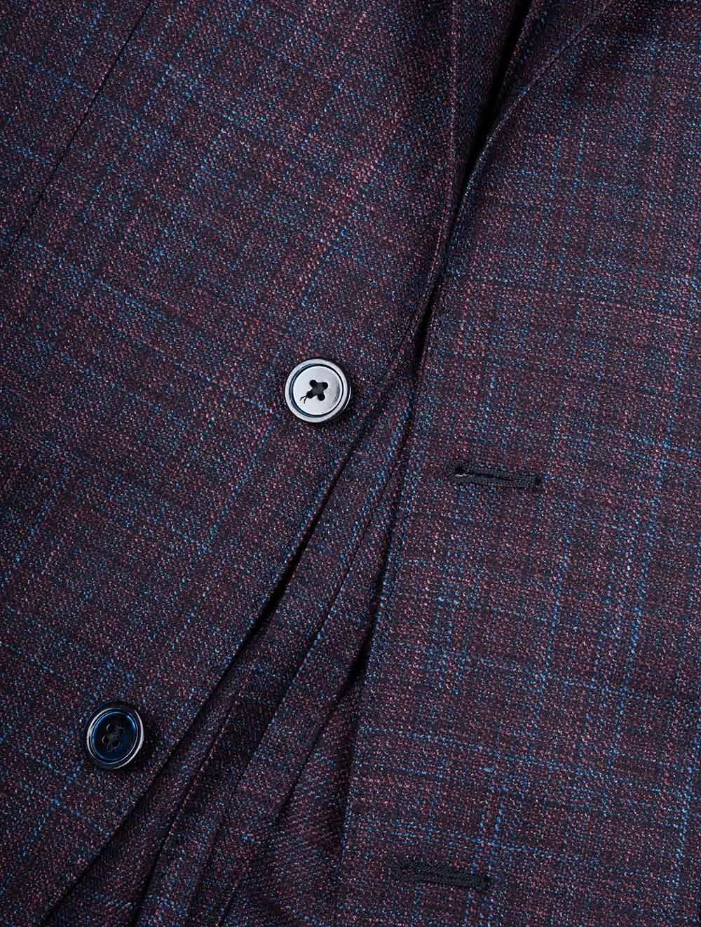 Red Subtle Check Sports Jacket Navy