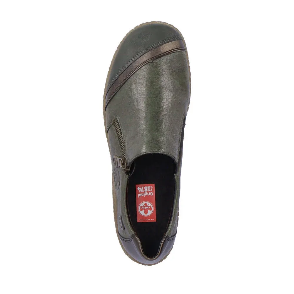 RIEKER EURO CITY SLIP ON WITH ZIP OLIVE - WOMENS