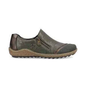 RIEKER EURO CITY SLIP ON WITH ZIP OLIVE - WOMENS