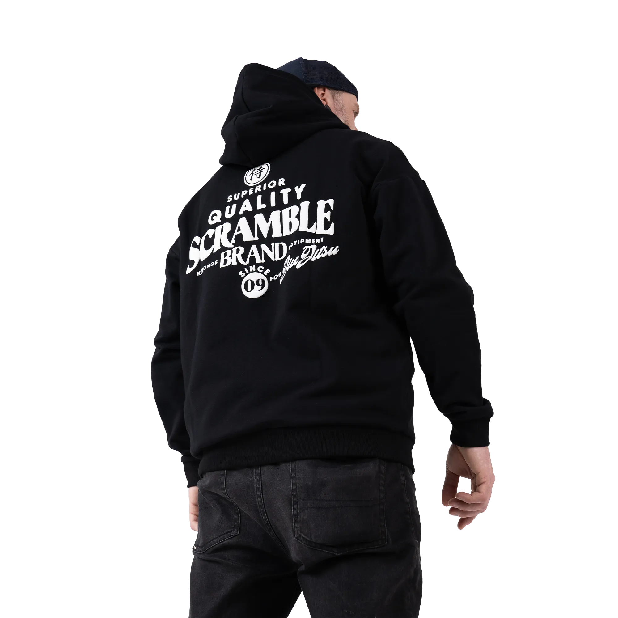 Scramble Puff Print Zip-Up Hoody - Black