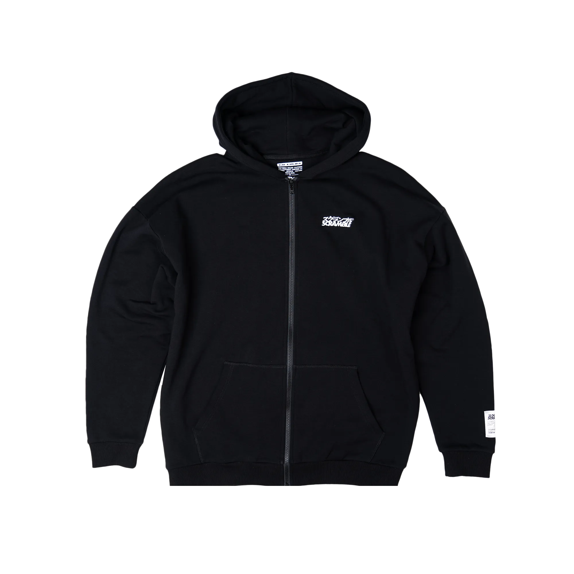 Scramble Puff Print Zip-Up Hoody - Black