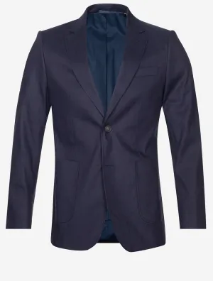 Slim Cotton Linen Suit Blazer Marine