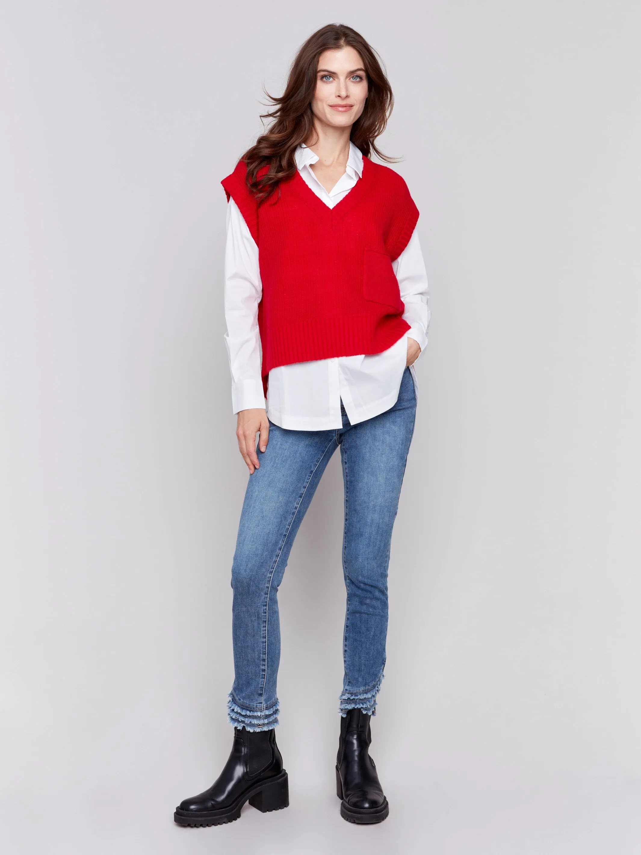 Soft Touch Sweater Vest - Cranberry