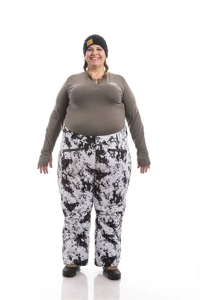 Statement Insulated Plus Size Snow Pants | White/ Black