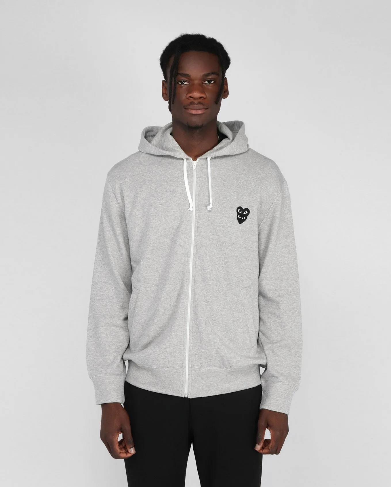 T302 BLACK HEART ZIP UP HOODIE / GREY