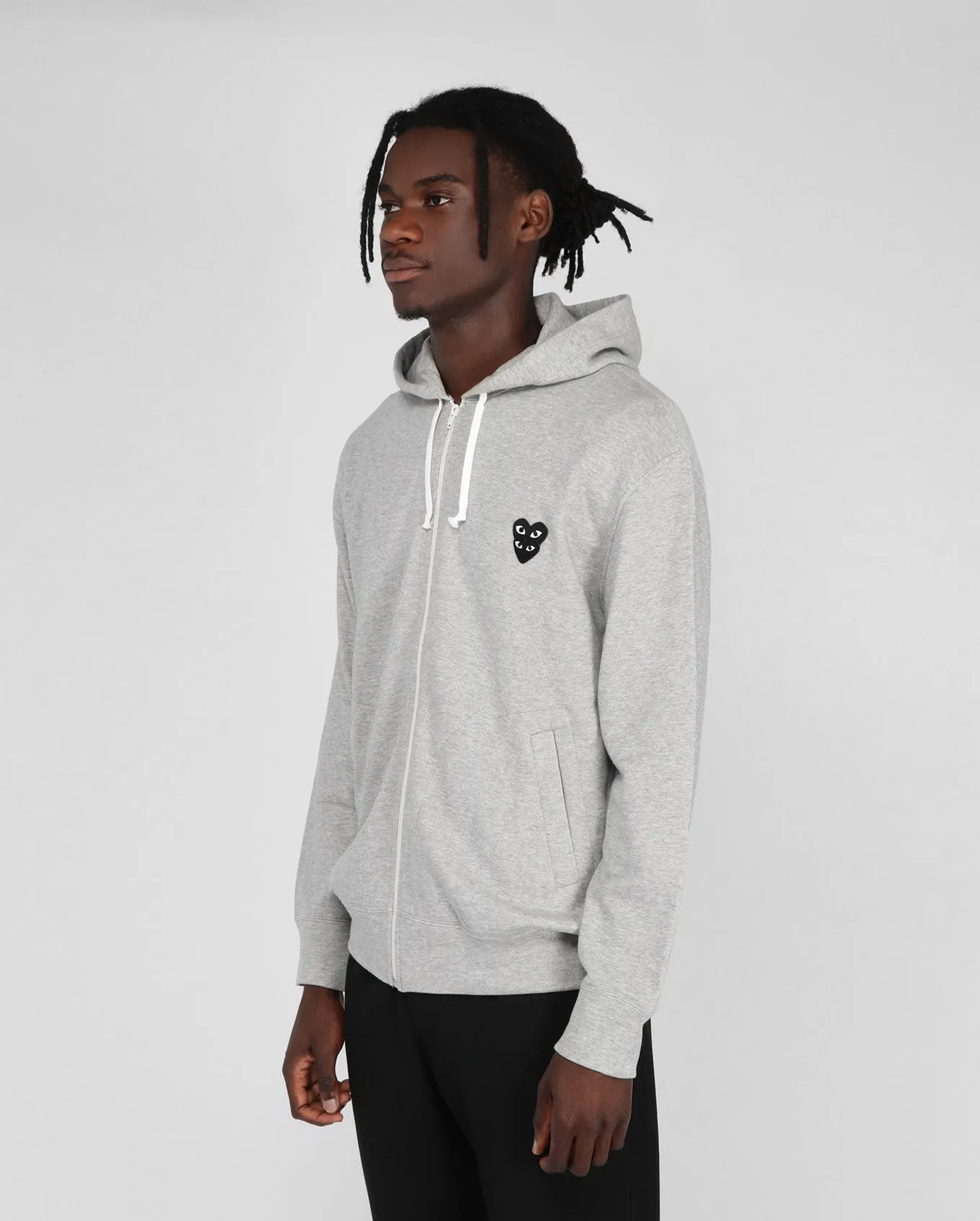 T302 BLACK HEART ZIP UP HOODIE / GREY