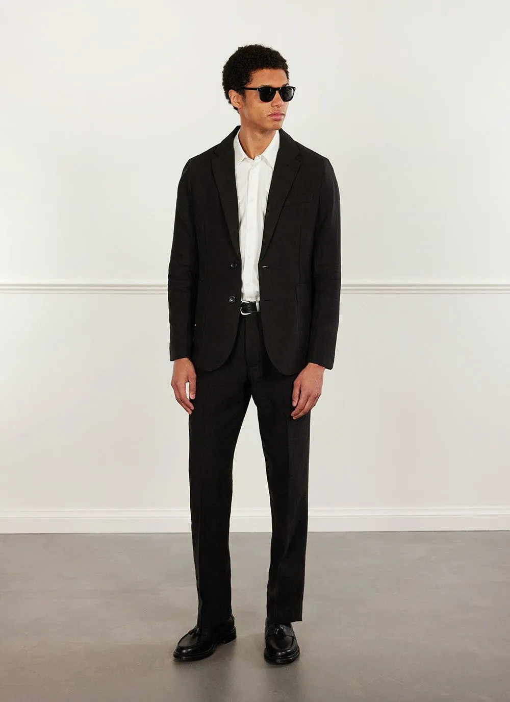 Tailored Linen Blazer | Black