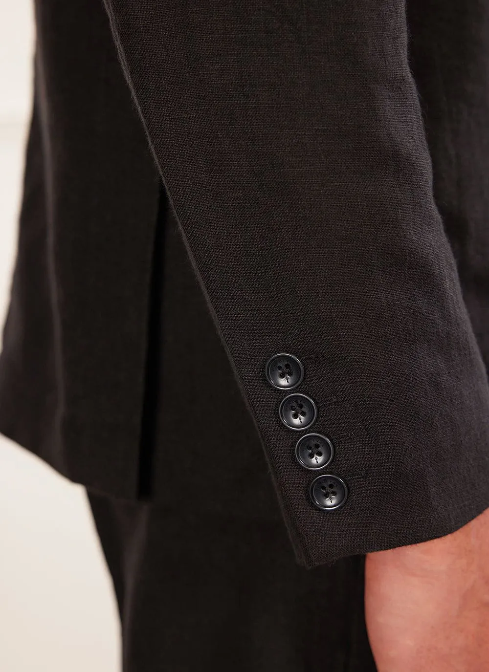 Tailored Linen Blazer | Black