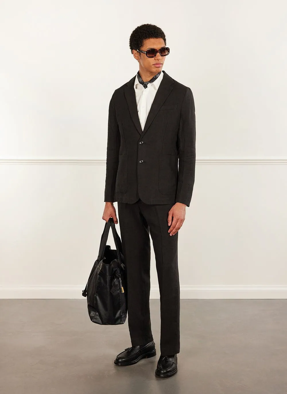 Tailored Linen Blazer | Black